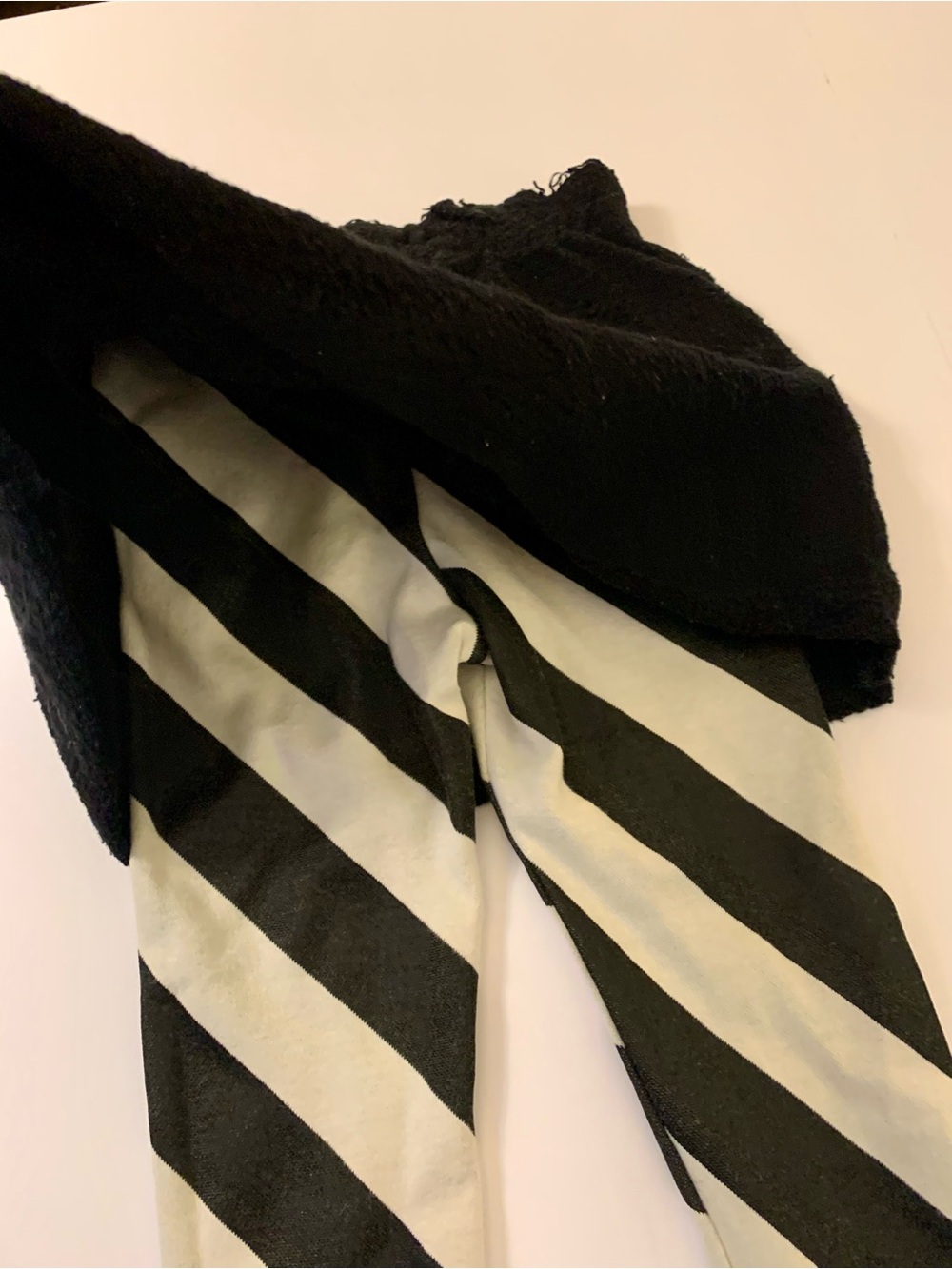 Black Skirted Leggings with Bold Diagonal Stripes - Picture 3 of 7